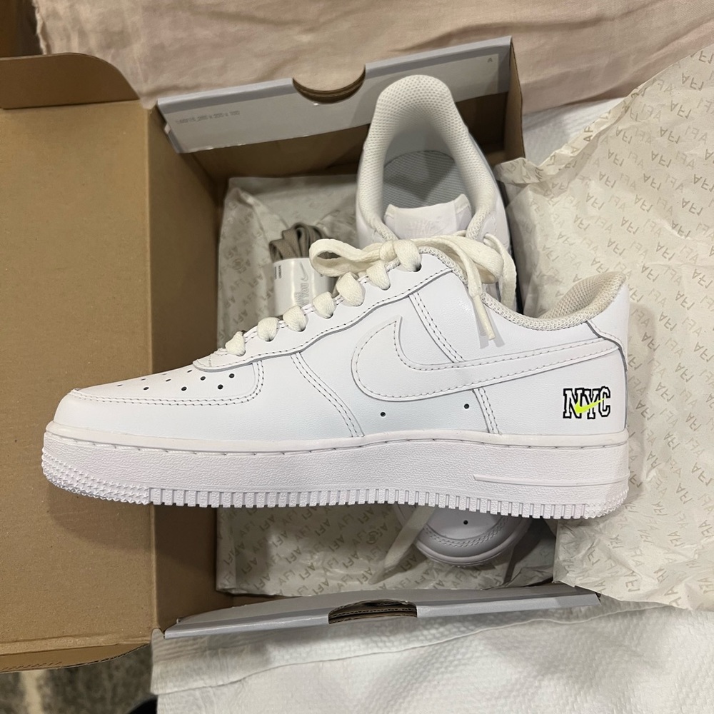 Nike Air Force 1 sneakers, customized at Nike by You in NYC